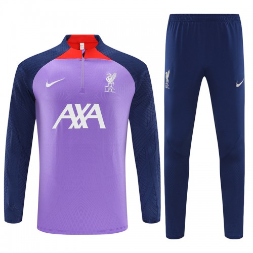 Dječji Liverpool Purple Version Sweatshirt Za Trening Četvrt-Zip 2023-24 Dječji Liverpool Purple Version Sweatshirt Za Trening Četvrt-Zip 2023-24